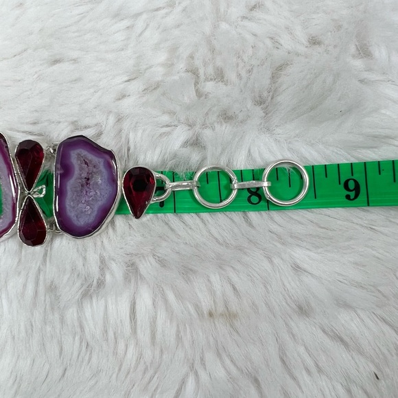 Solar Quartz Garnet 925 Large Gemstone Bracelet - Picture 3 of 6